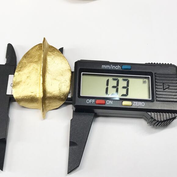 CAROL DAUPLAISE Brooch Earring Oversized Hammered Gold Tone Abstract Modernist - Picture 4 of 11